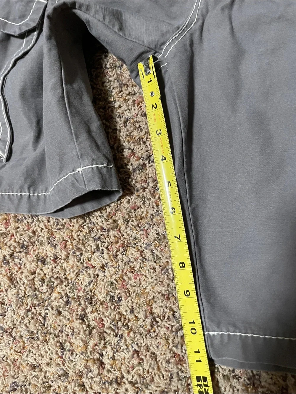 True Religion Men's Gray Cargo Shorts with White Contrast Stitching